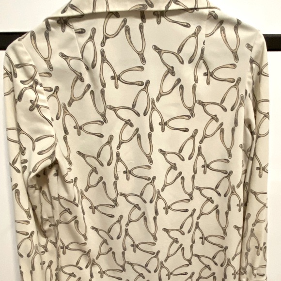 Vintage and Unique “Luigi of Naples” Wishbone Print polyester long sleeve Blouse - Picture 10 of 10